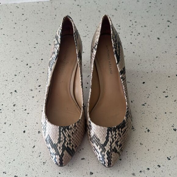 Antonio Melani Paton Leather Elegant Snake Print Stilettos Pumps Heels Size 10M - Picture 2 of 12